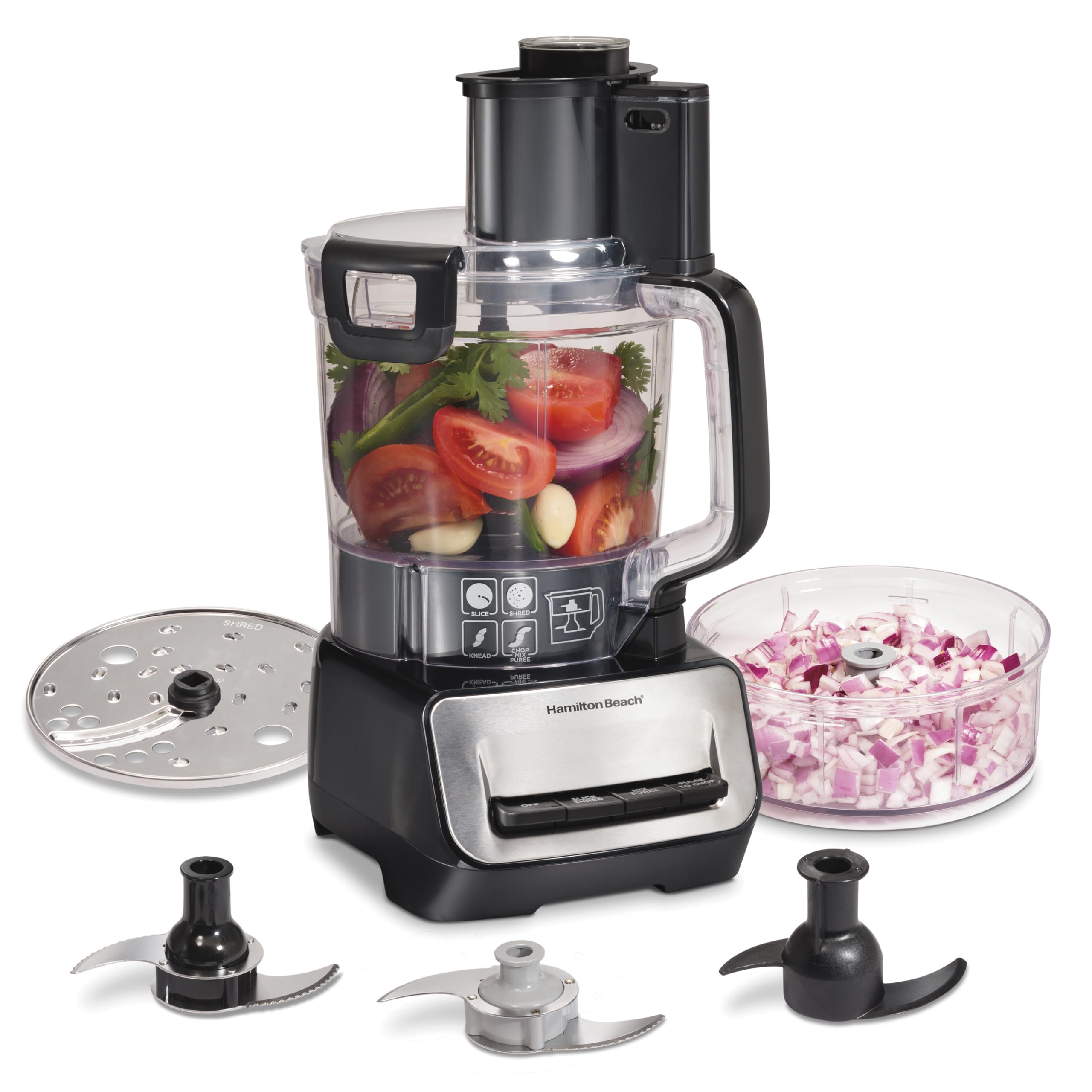 Hamilton Beach Stack & Snap Food Processor and Vegetable Chopper, Stainless Stee