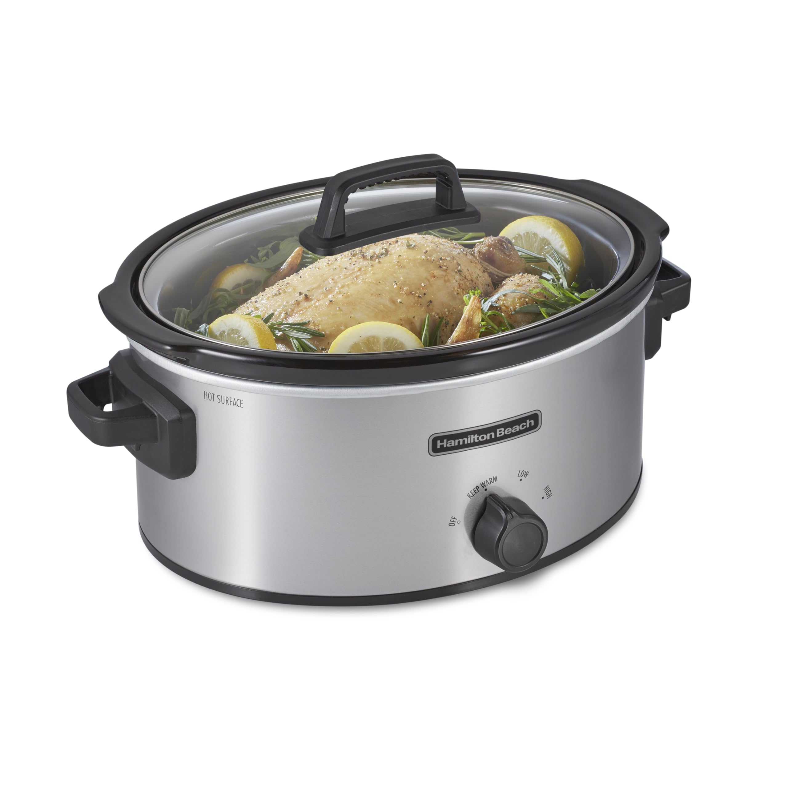 West Bend Slow Cooker 6-Quart Manual Crockery Style with Dishwasher Safe Oval Ce
