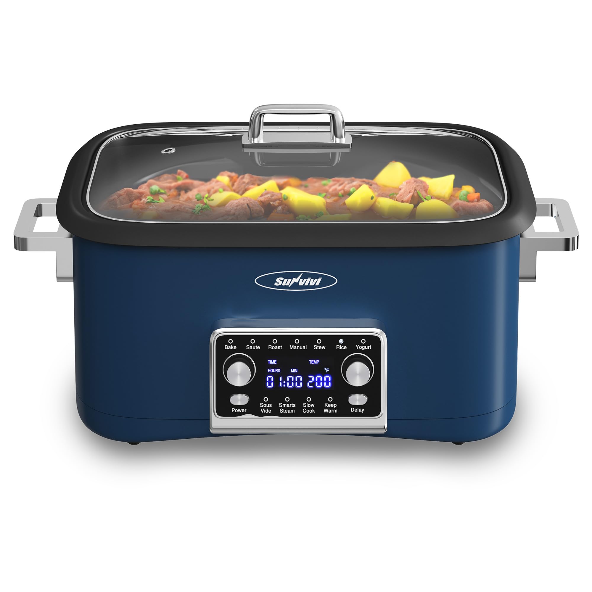 N21NA Pro Slow Cooker 10 Quart, 8-in-1 Programmable PFOA-Free Ceramic Coated Mul