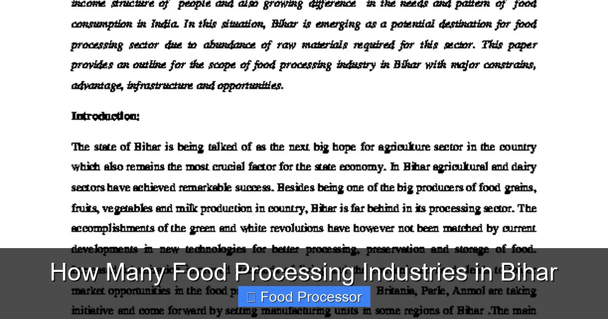 How Many Food Processing Industries in Bihar