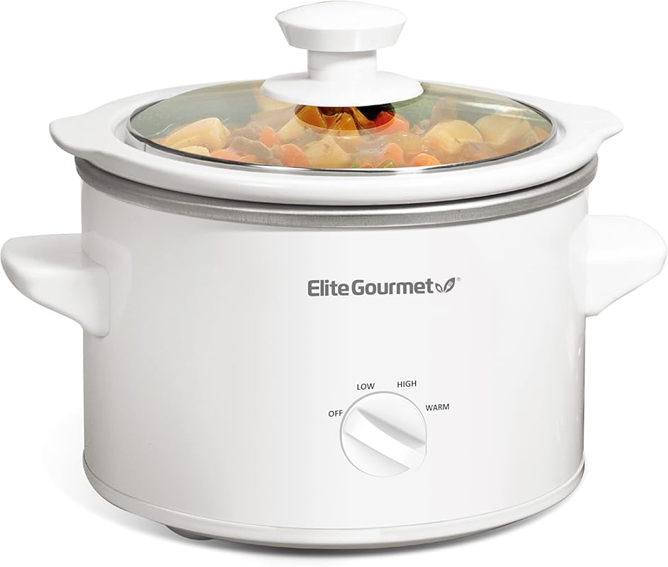 Elite Gourmet 1.5 Quart Electric Slow Cooker, Adjustable Temp, Ceramic