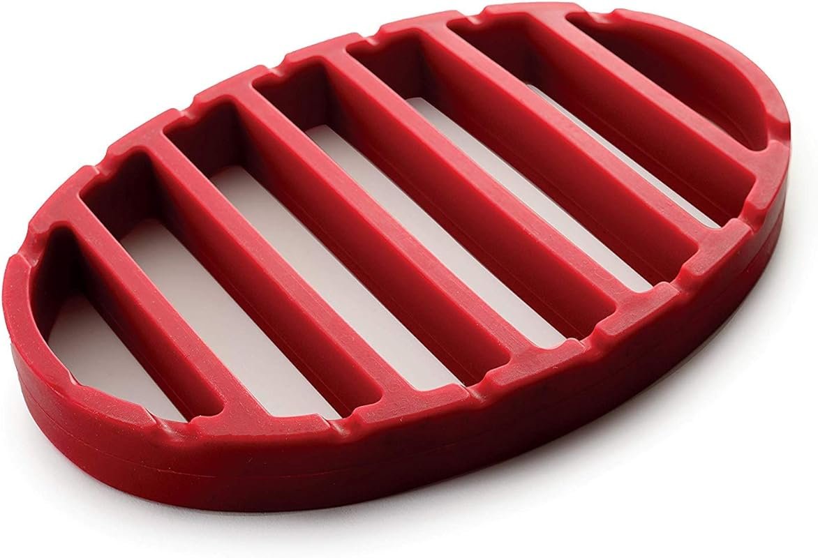 Norpro 405 Oval Silicone Roast Rack Red 9x6