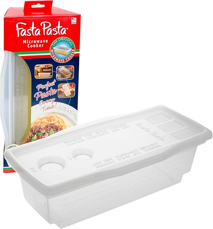 Fasta Pasta Original Microwave Cooker with Lid & Strainer for Quick, M