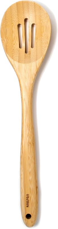 Norpro 12-Inch Bamboo Slotted Spoon, Shown