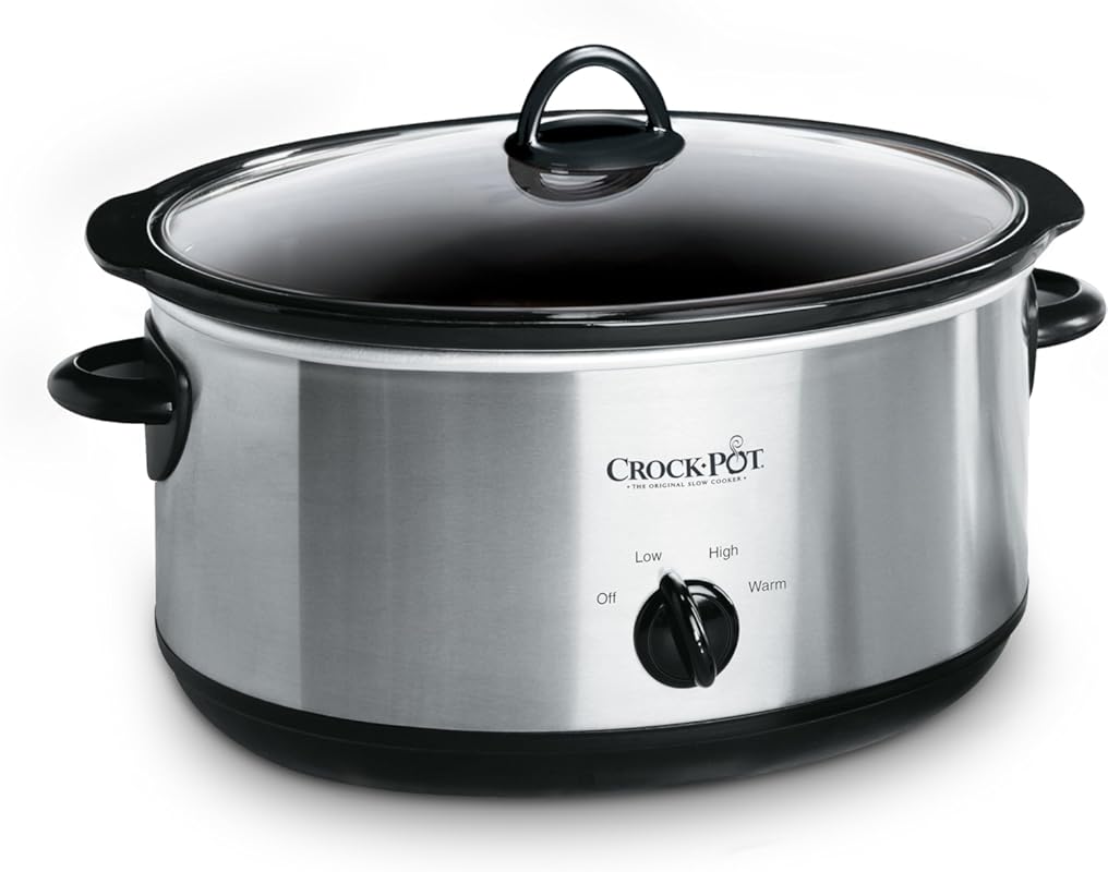 Crock-Pot 7 Quart Oval Stainless Steel Manual Slow Cooker for Large Fa