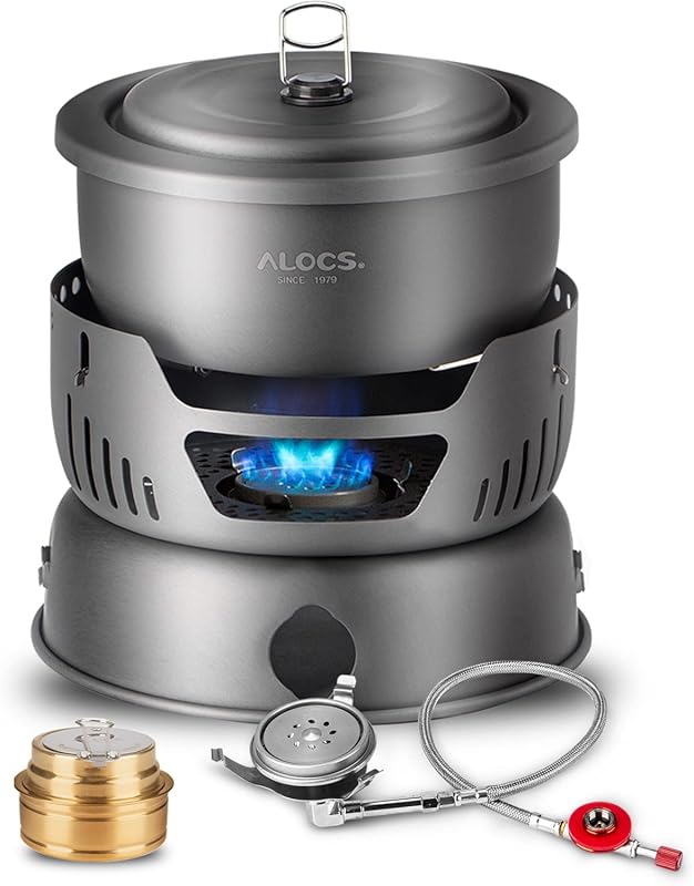 ALOCS 11-Piece Lightweight Camping Cookware Set with Portable Stove Bu