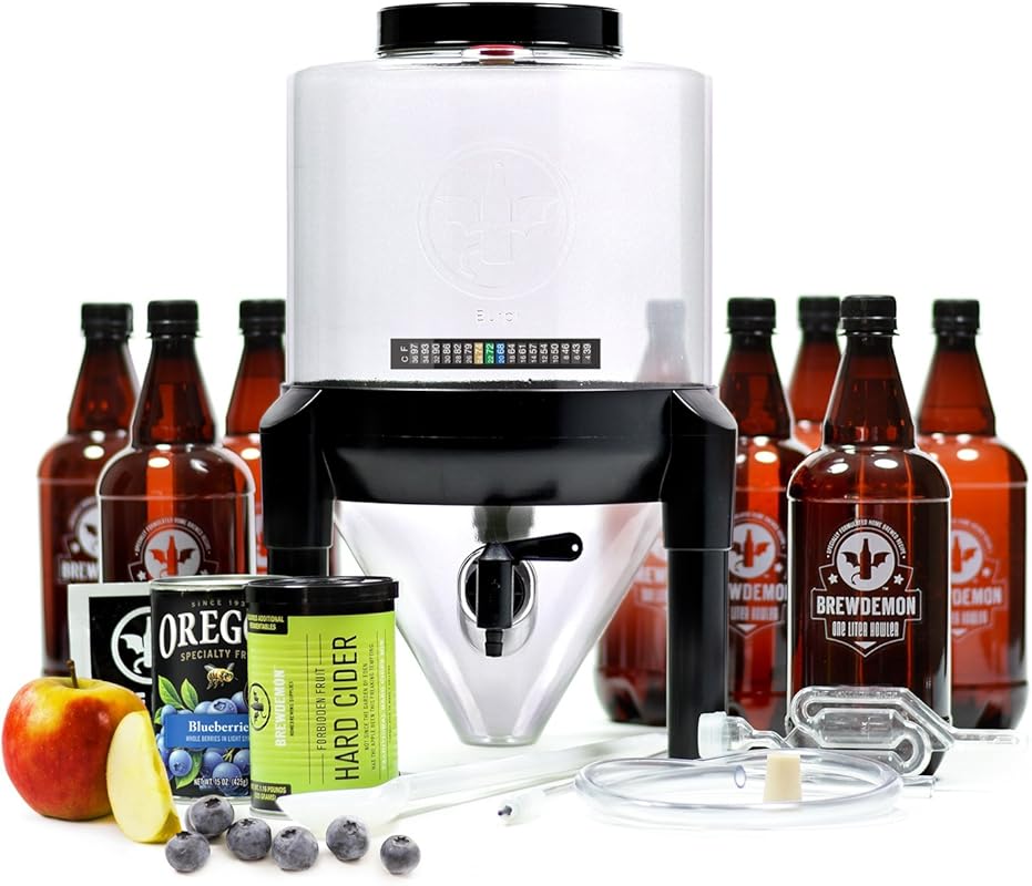 BrewDemon Hard Cider Kit Pro 2 Gallon Conical Fermenter – No Airlock, 