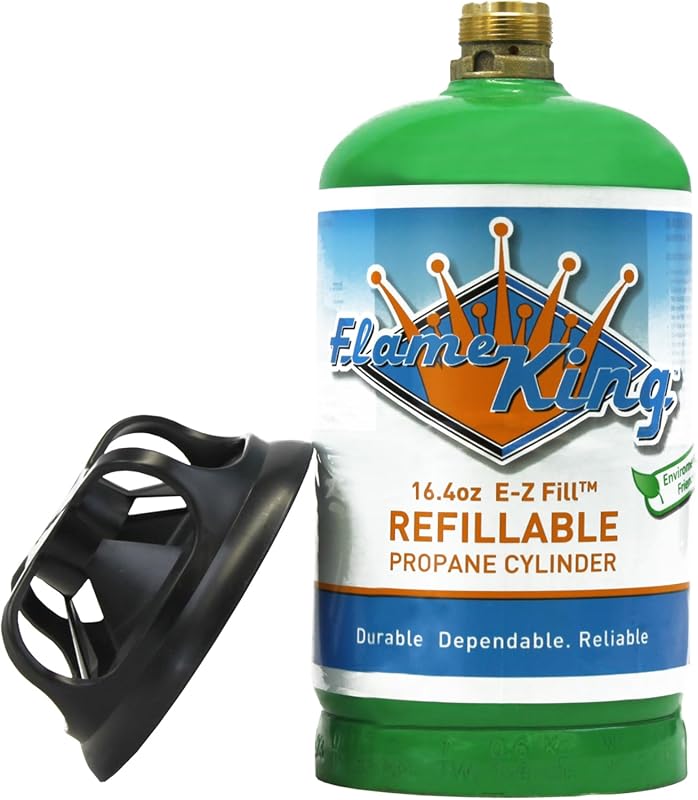 Flame King 1LB (16.4oz) Refillable Propane Tank – DOT Compliant for Ou