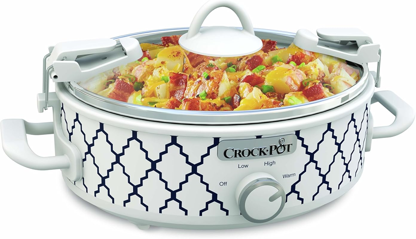 Crock-Pot 2.5 Quart Small Casserole Slow Cooker in White/Blue for Quic