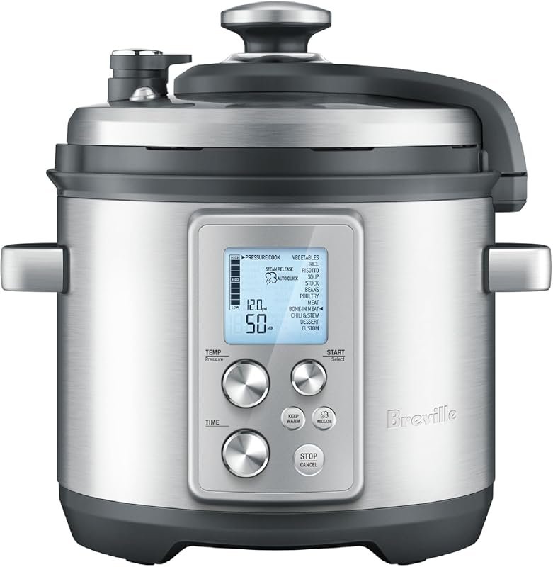 Breville Fast Slow Pro 6-Quart Pressure Cooker, Brushed Stainless Stee