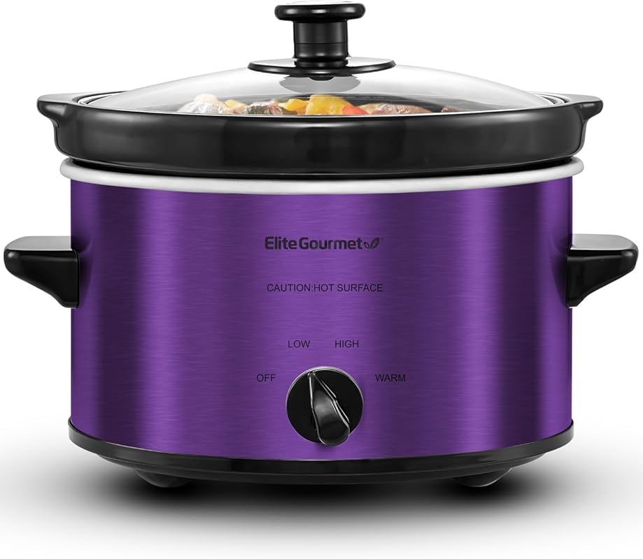 Elite Gourmet MST-275XP Electric Oval Slow Cooker, 2-Quart Capacity, F