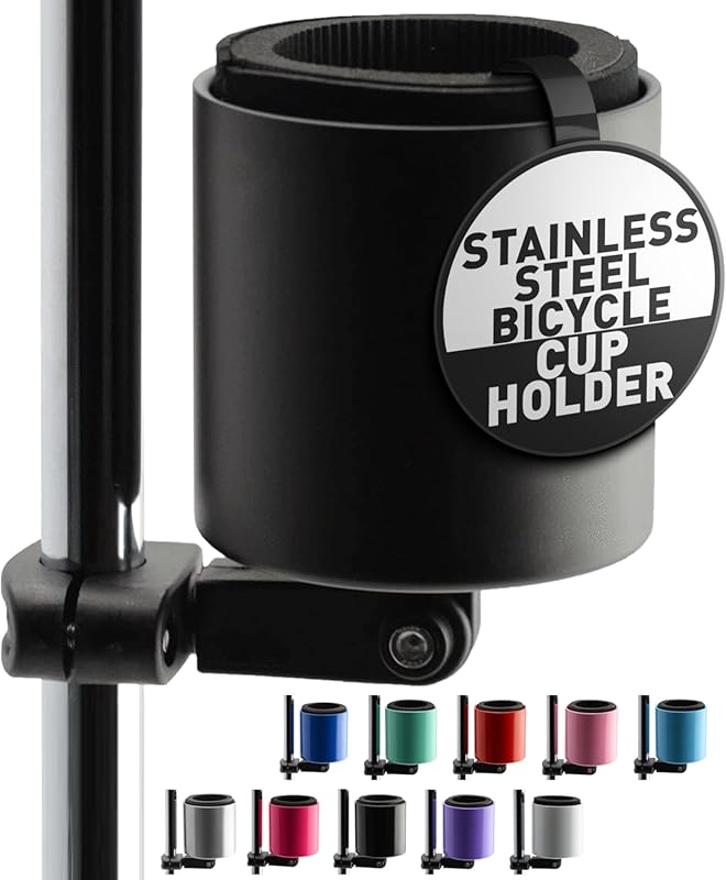 Kroozie Deluxe Universal Stainless Steel Bike Cup Holder; Mounts on Ha
