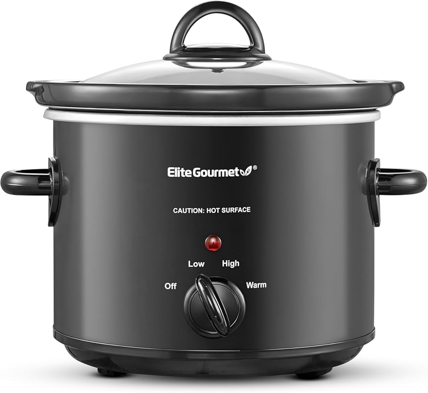 Elite Gourmet 3-Quart Electric Slow Cooker with Adjustable Temp & Dish