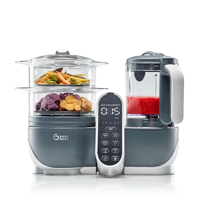 Babymoov Duo Meal Station Grey: Food Maker, Steamer, Puree Blender, Wa