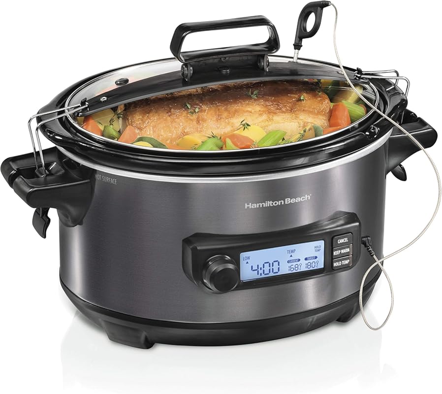 Hamilton Beach 6 Quart Digital Programmable Slow Cooker with Lid Lock 