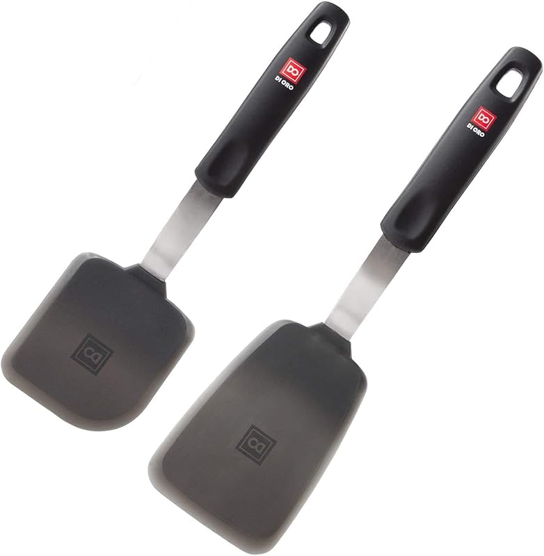 DI ORO 2pc 600°F Heat Resistant Silicone Spatula Set for Pancake Flipp
