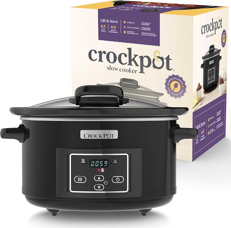 Crock-Pot 4.7 Litre Digital Slow Cooker with Hinged Lid and Timer