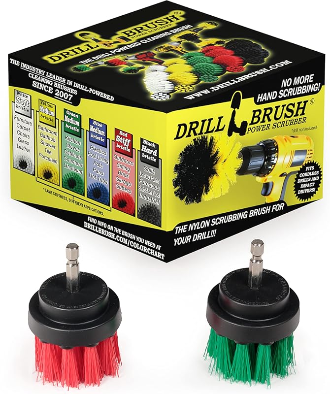 2-Inch Round Spin Drill Brush Set for Pots, Grout, Hard Water, Soap Sc