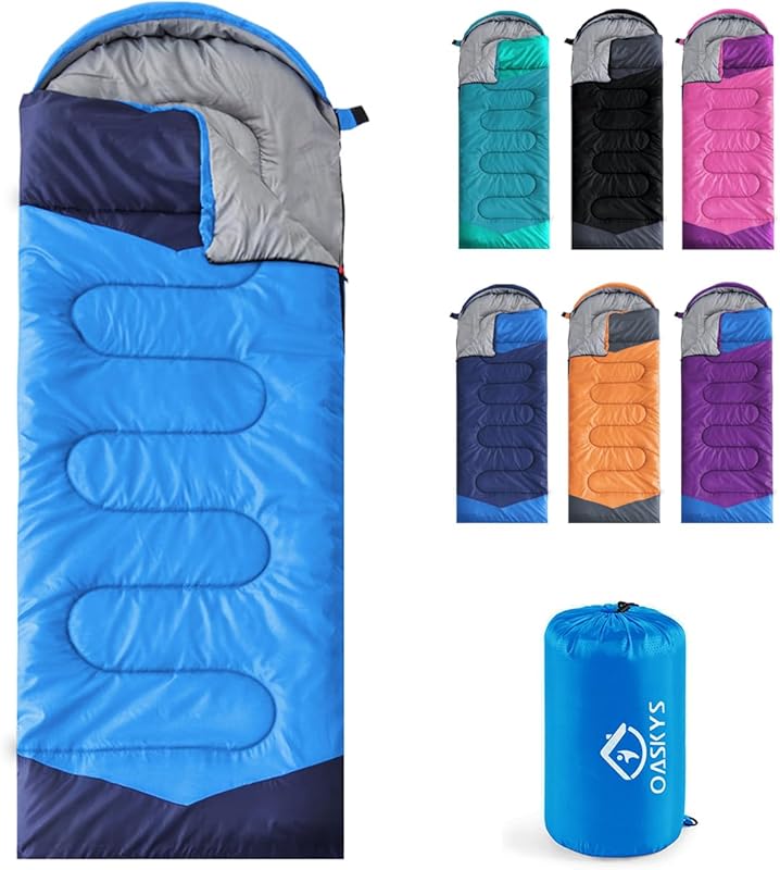 oaskys 3 Season Camping Sleeping Bag for Adults & Kids, Lightweight Wa