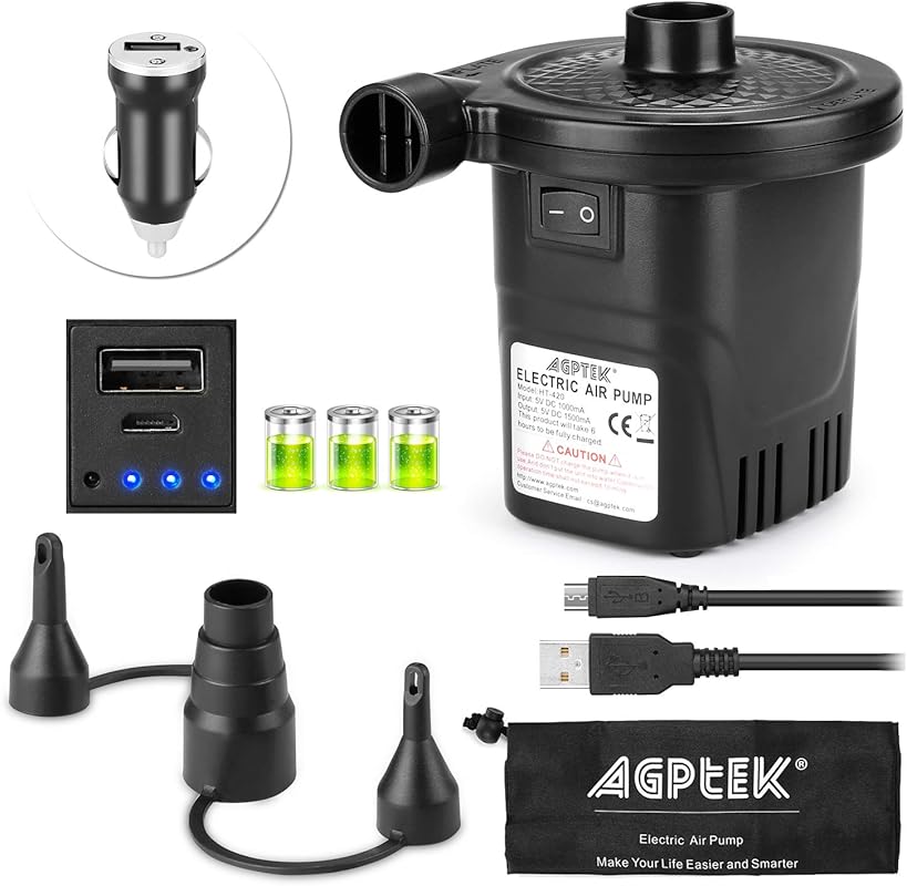 AGPTEK Rechargeable Electric Air Pump, 4000mAh Battery, Quick-Fill Inf