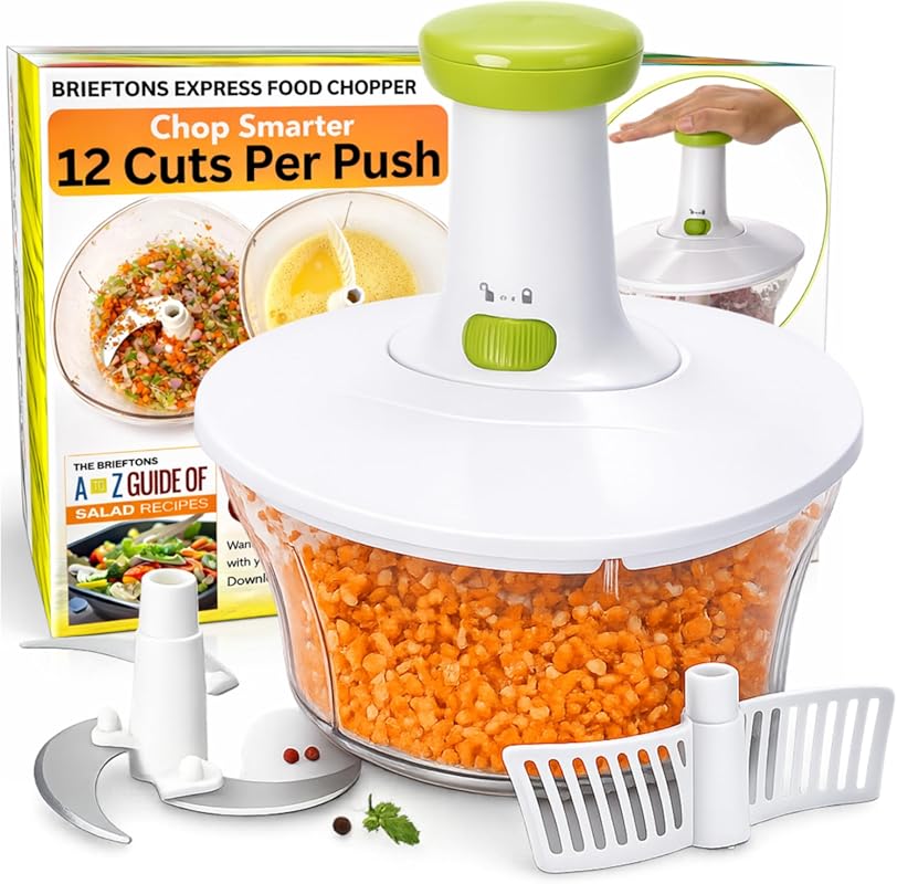 Brieftons Express Manual Food Chopper: 6.8-Cup Vegetable Cutter for Sa
