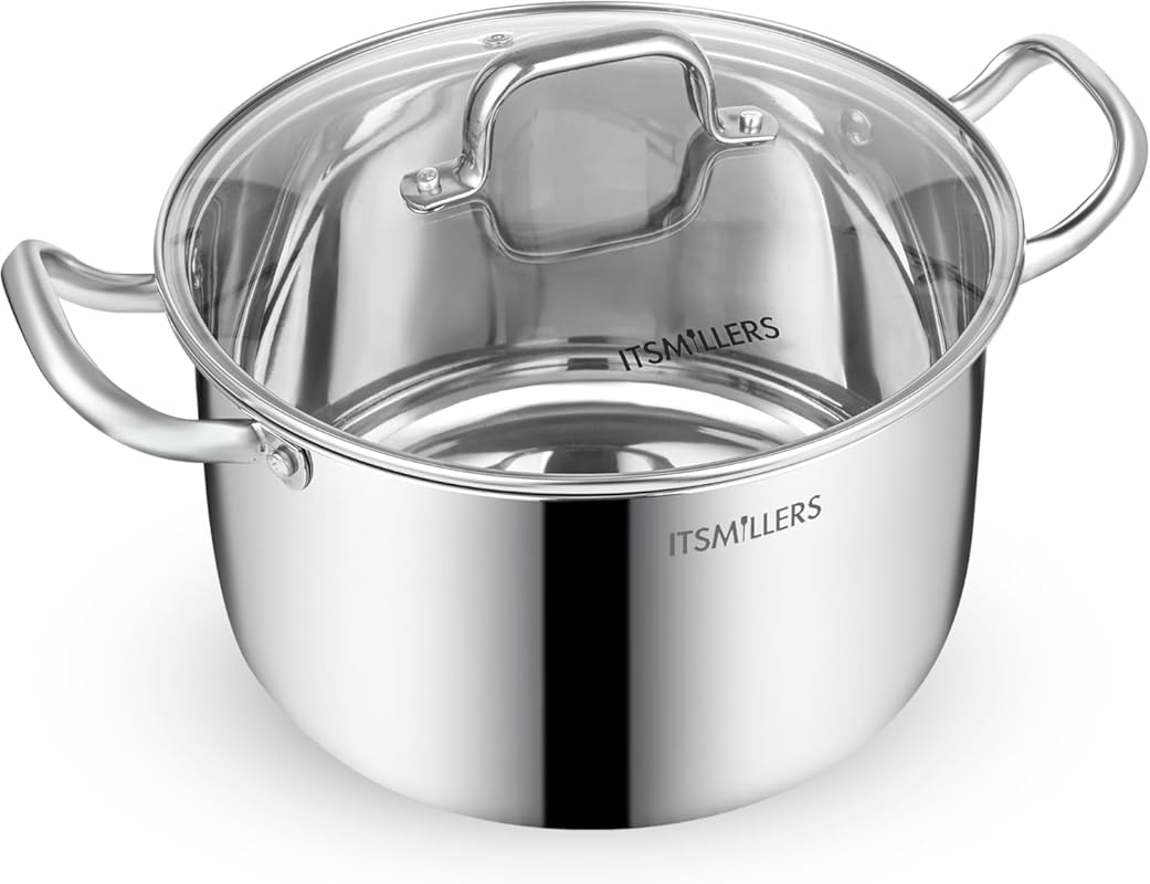 8-Quart Stainless Steel Stock Pot, Induction Compatible Soup Pot with 