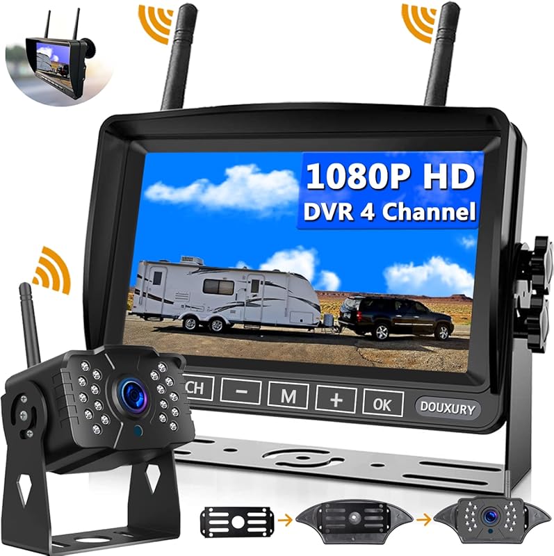 DOUXURY Wireless RV Backup Camera System with 1080P HD 7
