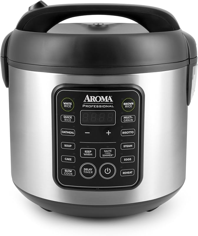 AROMA Professional 10-Cup Digital Rice Cooker & Multicooker, Black, 5 