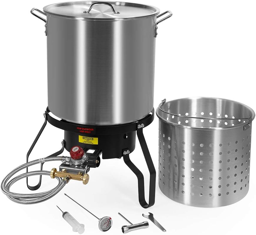 Barton 52Qt Aluminum Turkey Deep Fryer with 80,000 BTU Burner and Stan