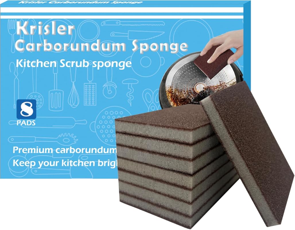 8-Pack Carborundum Nano Emery Scouring Pads for Pot Cleaning, Rust Rem