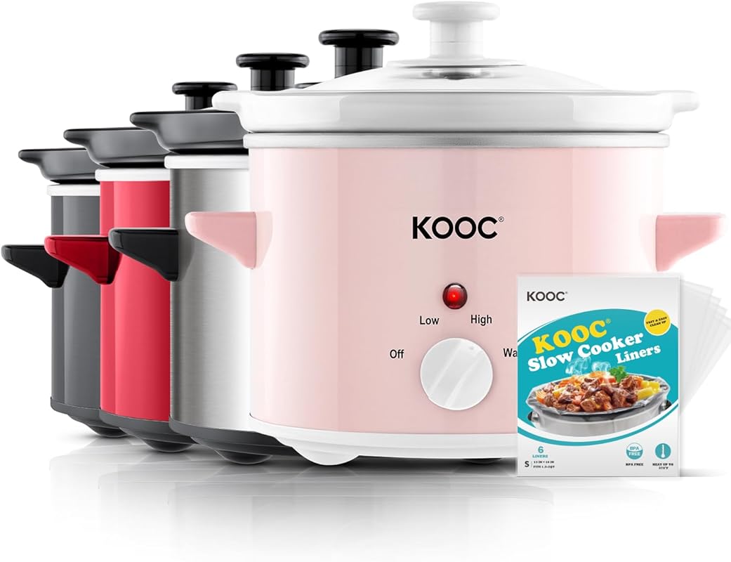 KOOC 2-Quart Small Slow Cooker with Upgraded Ceramic Pot and Nutrient 