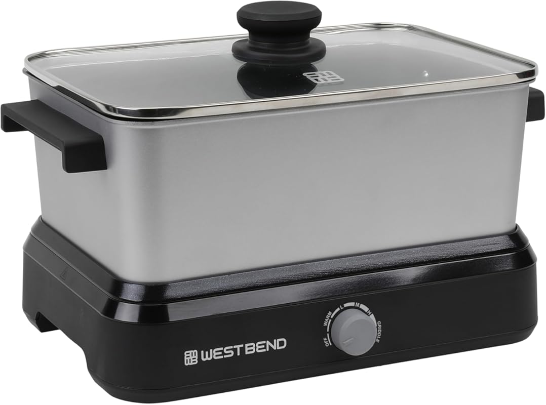 West Bend 5-Quart Versatility Slow Cooker with Non-Stick Vessel & Trav