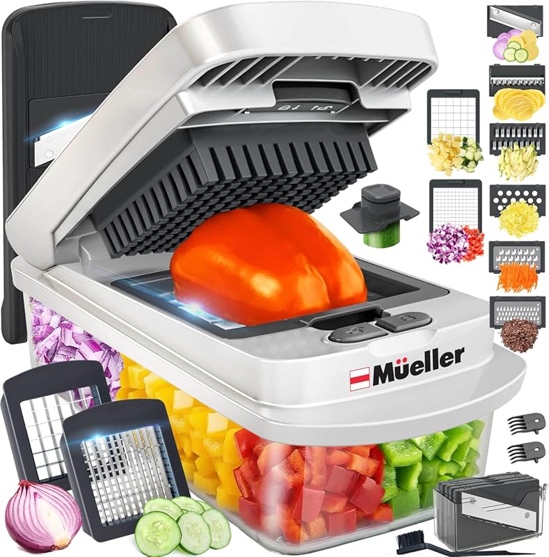 Mueller 8-Blade Vegetable Chopper, Mandoline Slicer, and Onion Cutter 