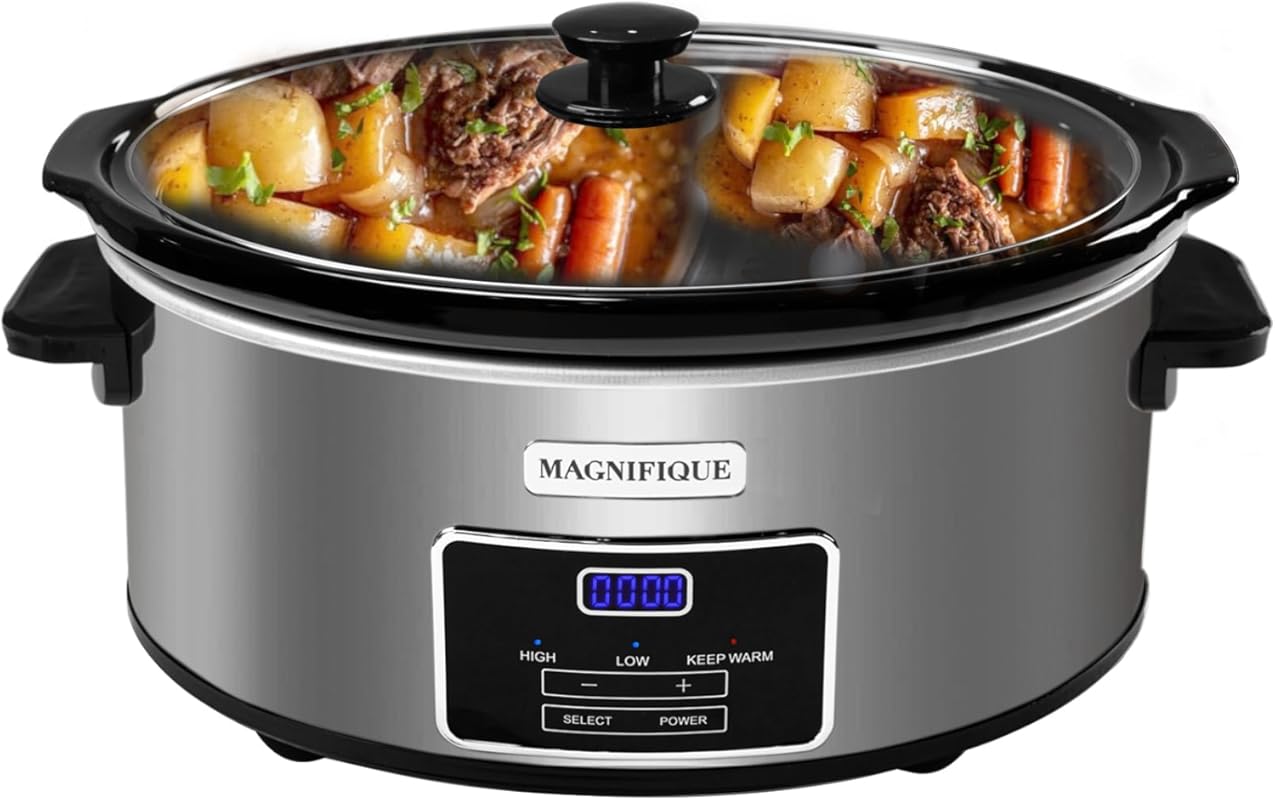 Magnifique 8 Quart Digital Programmable Slow Cooker with Timer for Fam