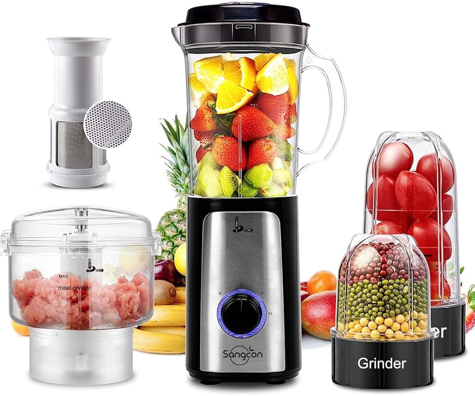 SANGCON 5-in-1 Blender & Food Processor Combo, 350W, 2 Speeds, Perfect