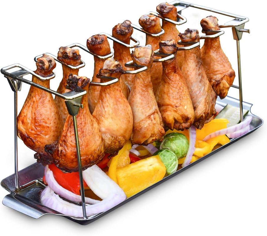RTT Premium Stainless Steel 12-Slot Chicken Leg Rack