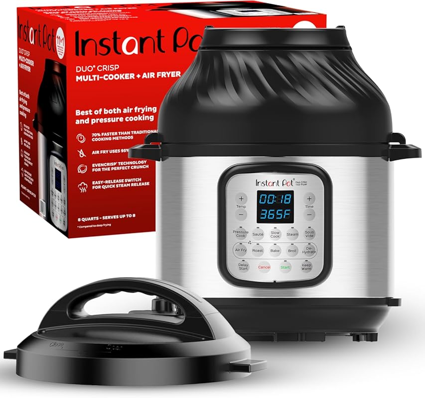 Instant Pot Duo Crisp 6 Quart 11-in-1 Air Fryer Pressure Cooker Combo: