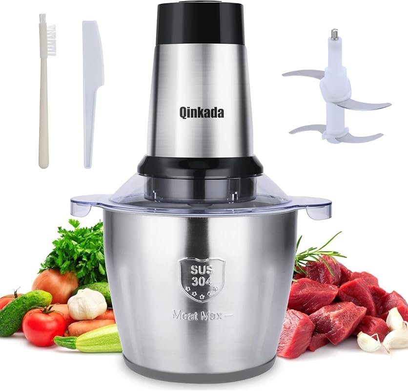 Powerful 500W Meat Grinder Food Processor, 14Cup Stainless Steel Bowl,