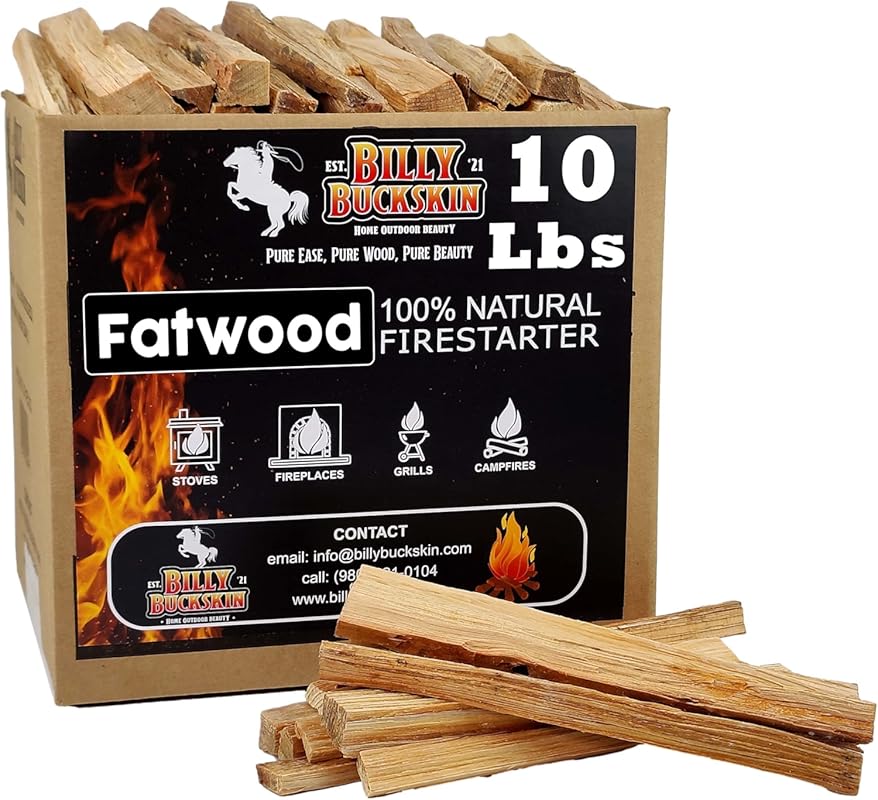 Billy Buckskin 10lb Natural Fatwood Fire Starter Sticks for Campfires,