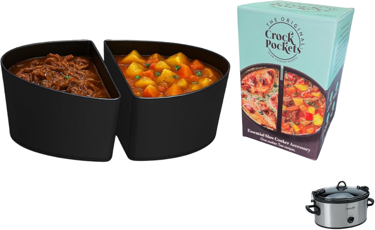 CrockPockets Reusable Silicone Slow Cooker Dividers (6Qt, 2-Pack), Non