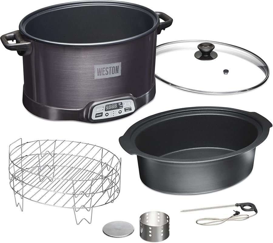WESTON BRANDS 2-in-1 Electric Smoker & Slow Cooker, 6 Quart, 3-Tier Ra