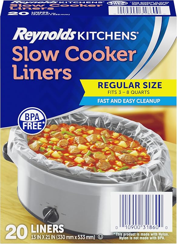 Reynolds Kitchens Slow Cooker Liners for Regular 3-8 Quart Cookers, 20