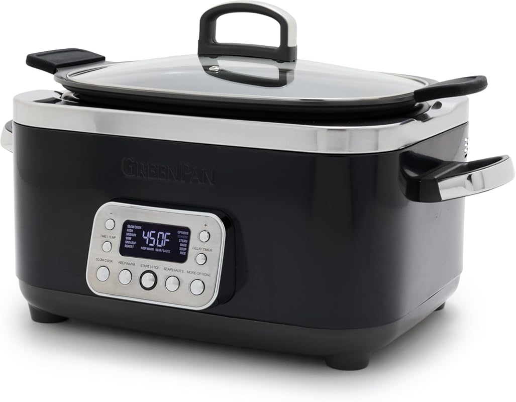 GreenPan Elite 14-in-1 6QT Electric Slow Cooker, PFAS-Free Ceramic Non