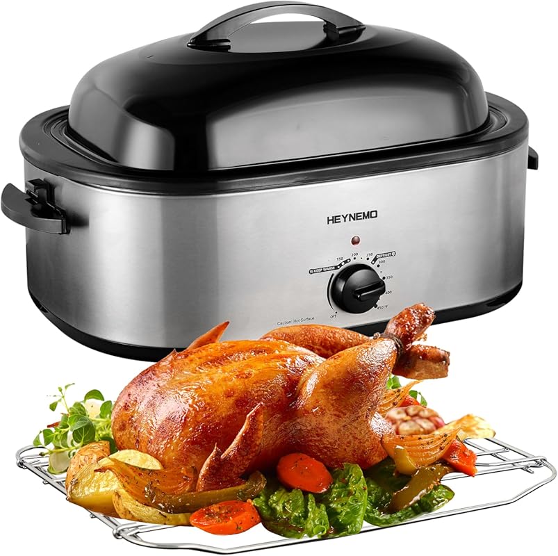22 Quart Electric Roaster Oven fits 26LB Turkey with Self-Basting Lid