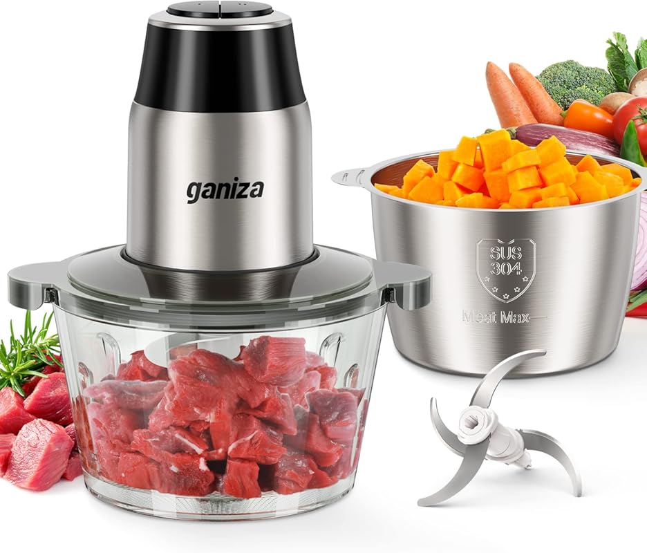 GANIZA 8-Cup Food Processors with 450W Copper Motor, Meat Grinder, Veg