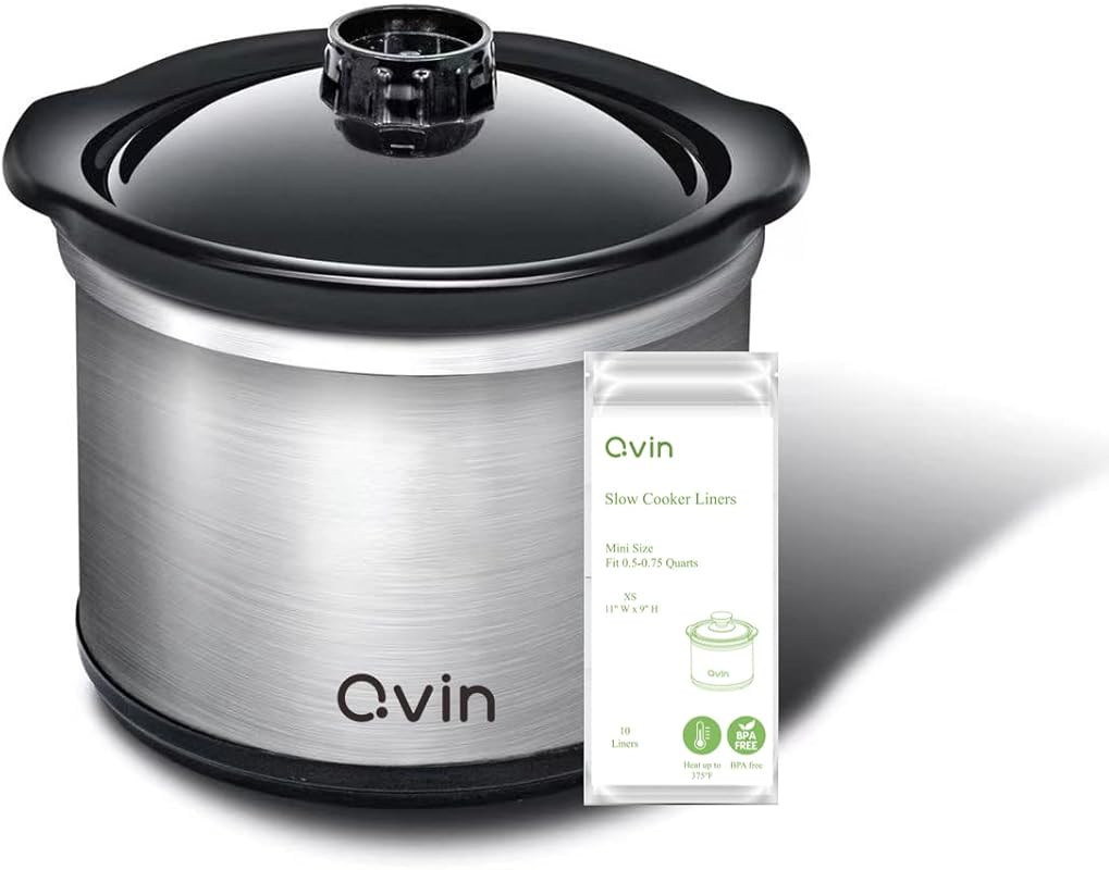 0.65-Quart Mini Slow Cooker Fondue Pot Warmer with 10 Liners and Glass