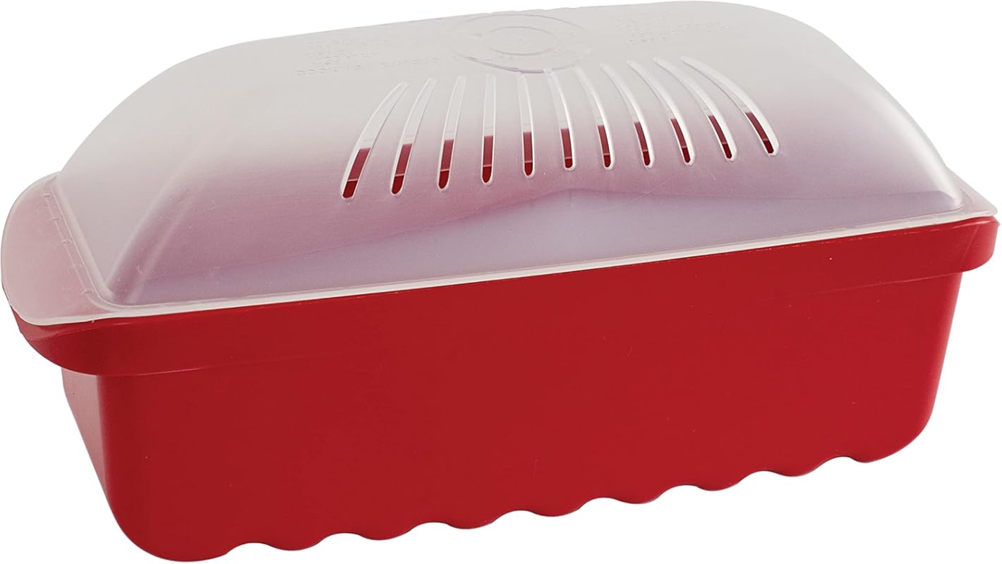 Nordic Ware Microwave Pasta Cooker, 6.4 Cup Capacity, Red, for Fast an