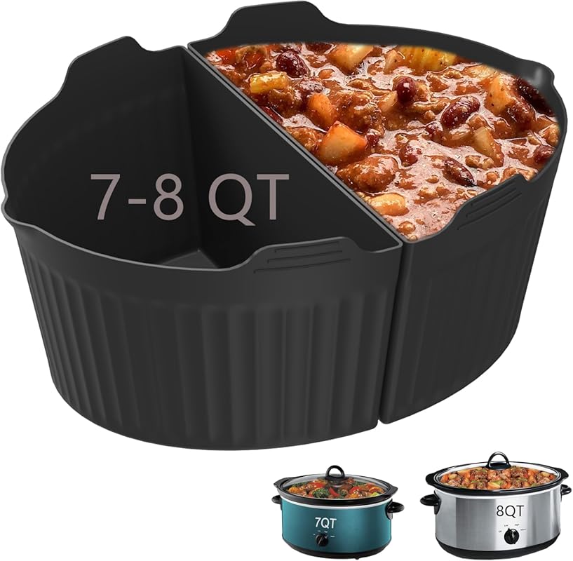 Reusable Silicone Slow Cooker Liners & Divider Insert for 7-8 QT Crock