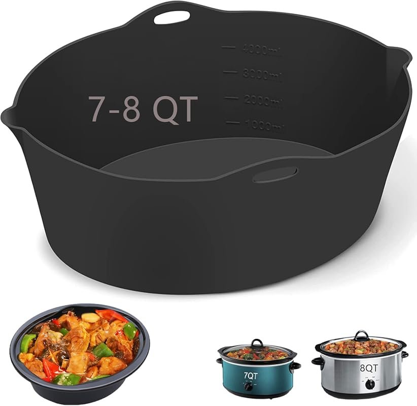 Silicone Slow Cooker Liners for 7-8 Quart Crock Pots; Reusable, BPA-Fr