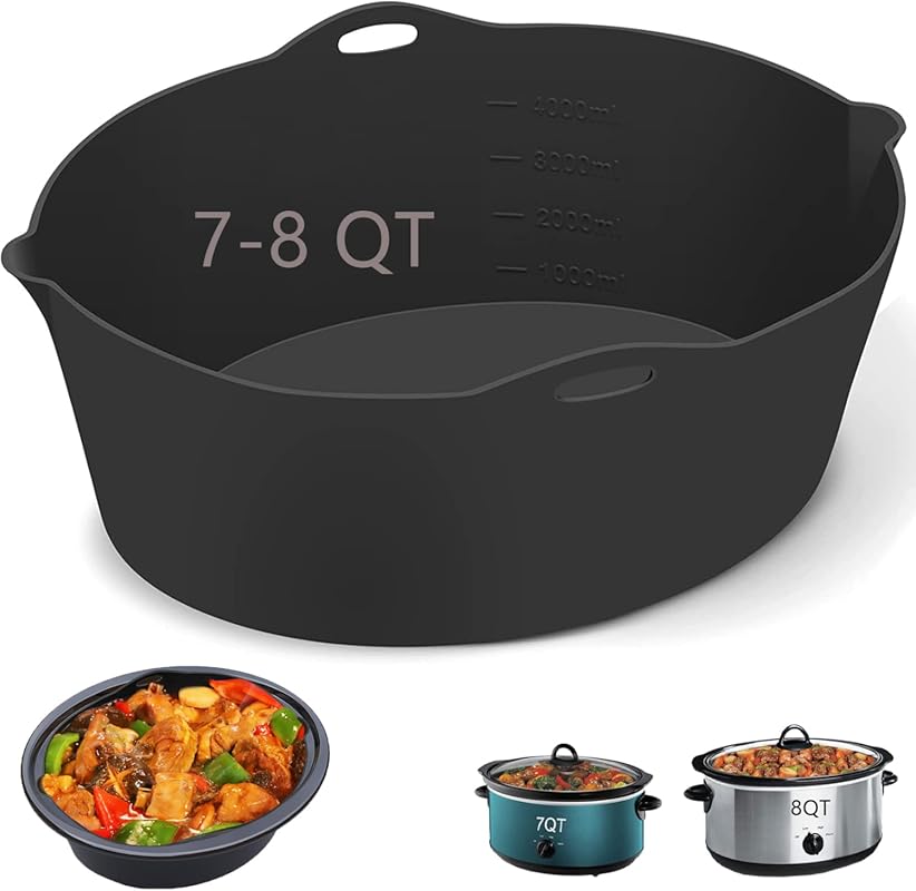 Silicone slow cooker divider liners for 7-8 quart oval crock pots, BPA